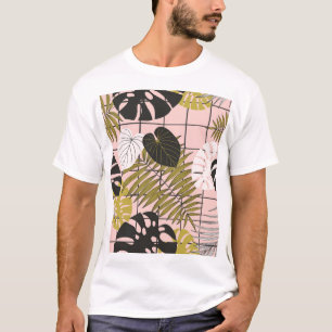 Tropische Blätter aus Palmen, stilvoller Sommer. T-Shirt