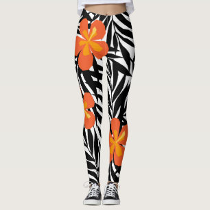 Tropische Blätter aus Palmen, Vintager Aperitif. Leggings