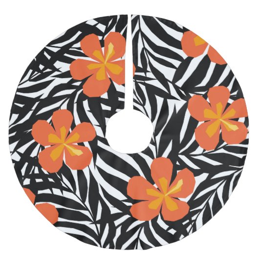 Tropische Blätter aus Palmen, Vintager Aperitif. Polyester Weihnachtsbaumdecke (Vorderseite)