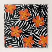 Tropische Blätter aus Palmen, Vintager Aperitif. Puzzle (Horizontal)