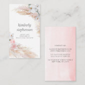 Tropische Blätter aus Pampas Gras und weißen Orchi Visitenkarte (Vorne/Hinten)