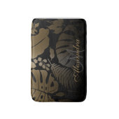 Tropische Blätter aus Schwarz und Gold Badematte (Vorderseite Vertikal)