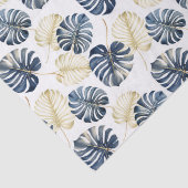 Tropische Blätter aus White Blue Gold Seidenpapier (Detail)