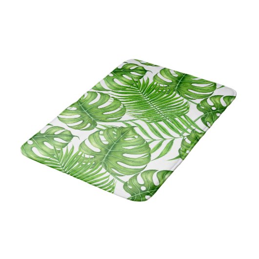 Tropische Blätter Badematte (Schrägansicht)