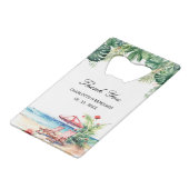 Tropische Blätter Beach Scene Gastgeschenk Hochzei Geldbeutel Flaschenöffner (Vorderseite Schrägansicht)