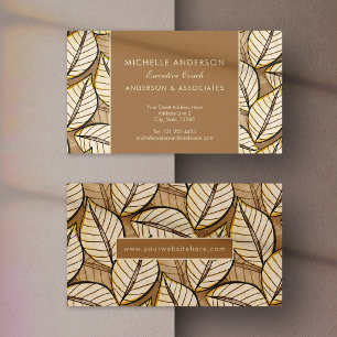 Tropische Blätter Beige Elegante Visitenkarte