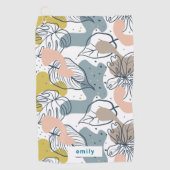 Tropische Blätter Bio Formen Muster Monogramm Golfhandtuch (Vorderseite)