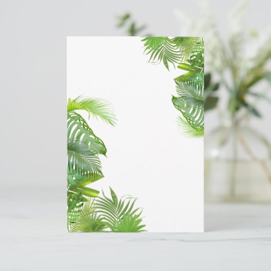 Tropische Blätter - Blanke Einladung (Stehend Vorderseite)