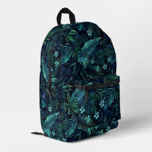 Tropische Blätter Blaue Blumen Bedruckter Rucksack