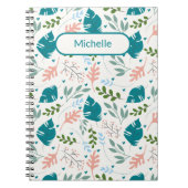 Tropische Blätter Blaue Pastel Frühlingsfolien Notizblock (Vorderseite)