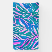 Tropische Blätter Blaurosa Muster Banner (Vertikal)
