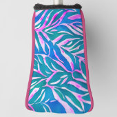 Tropische Blätter Blaurosa Muster Golf Headcover (Rotieren 90)