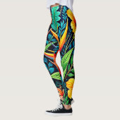 Tropische Blätter blühen Kunst Leggings (Links)