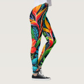 Tropische Blätter blühen Kunst Leggings (Rechts)