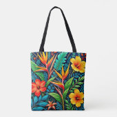Tropische Blätter blühen Kunst Tasche (Rückseite)