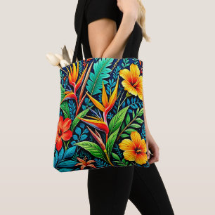 Tropische Blätter blühen Kunst Tasche