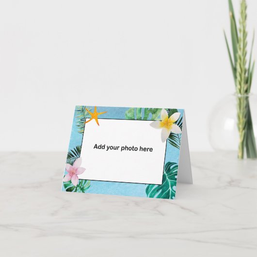 Tropische Blätter Blume Danke, kleine Notizkarte Dankeskarte (Vorderseite)