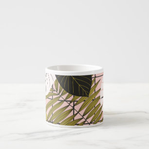 Tropische Blätter, Blume, handgemalte Muster. Espressotasse