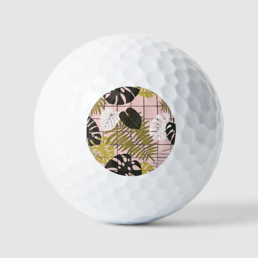 Tropische Blätter, Blume, handgemalte Muster. Golfball (Vorderseite)