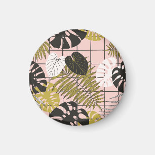 Tropische Blätter, Blume, handgemalte Muster. Magnet