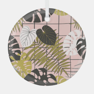 Tropische Blätter, Blume, handgemalte Muster. Ornament Aus Glas
