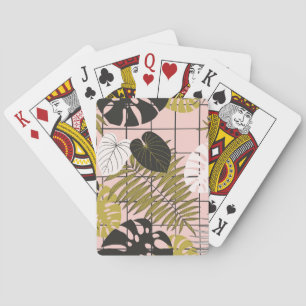 Tropische Blätter, Blume, handgemalte Muster. Spielkarten
