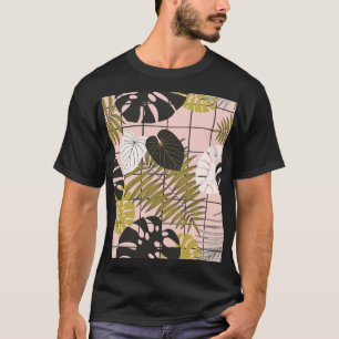 Tropische Blätter, Blume, handgemalte Muster. T-Shirt