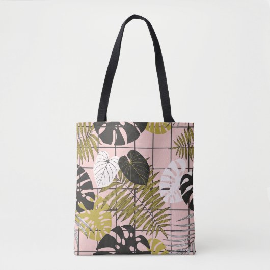 Tropische Blätter, Blume, handgemalte Muster. Tasche (Vorderseite)