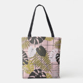 Tropische Blätter, Blume, handgemalte Muster. Tasche (Rückseite)