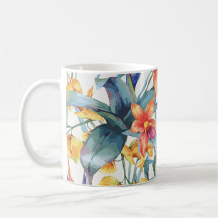 Tropische Blätter Blume Vintag botanisch Kaffeetasse