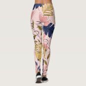 Tropische Blätter Blume Vintag drucken Leggings (Rückseite)