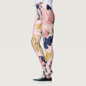Tropische Blätter Blume Vintag drucken Leggings (Links)