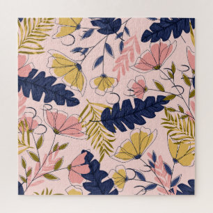 Tropische Blätter Blume Vintag drucken Puzzle