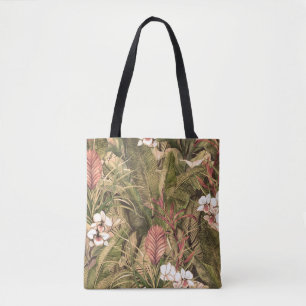 Tropische Blätter Blume Wasserfarben Muster Tasche