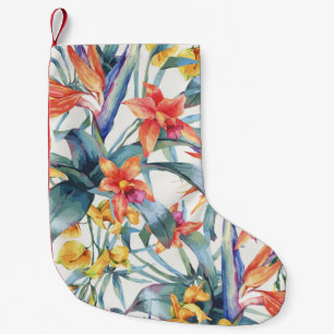 Tropische Blätter Blumen Vintage Botanisch Kleiner Weihnachtsstrumpf