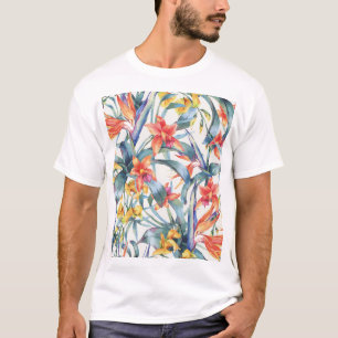 Tropische Blätter Blumen Vintage Botanisch T-Shirt