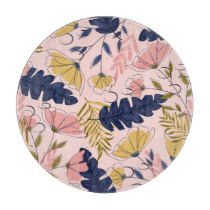 Tropische Blätter Blumen Vintage-Druck Schneidebrett