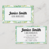 Tropische Blätter Blumenhintergrund Grün Visitenkarte (Vorne/Hinten)