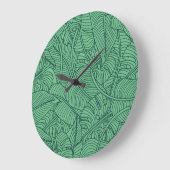 Tropische Blätter Blumenmuster Große Wanduhr (Winkel)