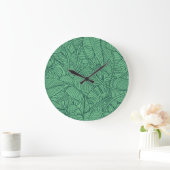 Tropische Blätter Blumenmuster Große Wanduhr (Zuhause)