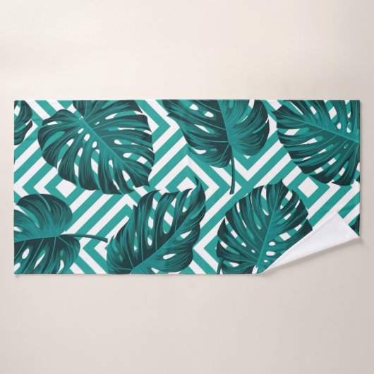 Tropische Blätter: Blumenmuster nahtlos. Badehandtuch (Badehandtuch)