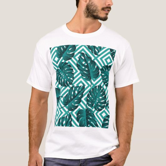 Tropische Blätter: Blumenmuster nahtlos. T-Shirt (Vorderseite)