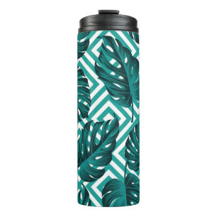 Tropische Blätter: Blumenmuster nahtlos. Thermosbecher