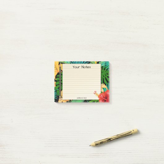 Tropische Blätter Blumenstiftpfropfen Anmerkungen Post-it Klebezettel (Auf Schreibtisch)