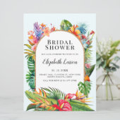 Tropische Blätter Blumenstrände Hochzeit Einladung (Stehend Vorderseite)