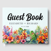 Tropische Blätter Blumenstrände Hochzeit Gästebuch (Vorderseite)