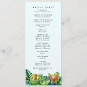 Tropische Blätter Blumenstrände Hochzeit Programm (Rückseite)