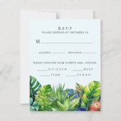 Tropische Blätter Blumenstrände Hochzeit RSVP Karte (Rückseite)