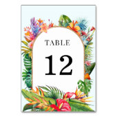Tropische Blätter Blumenstrände Hochzeit Tischnummer (Vorderseite)