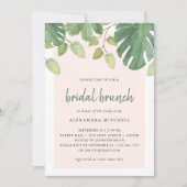Tropische Blätter | Blush und Green Bridal Brunch Einladung (Vorderseite)